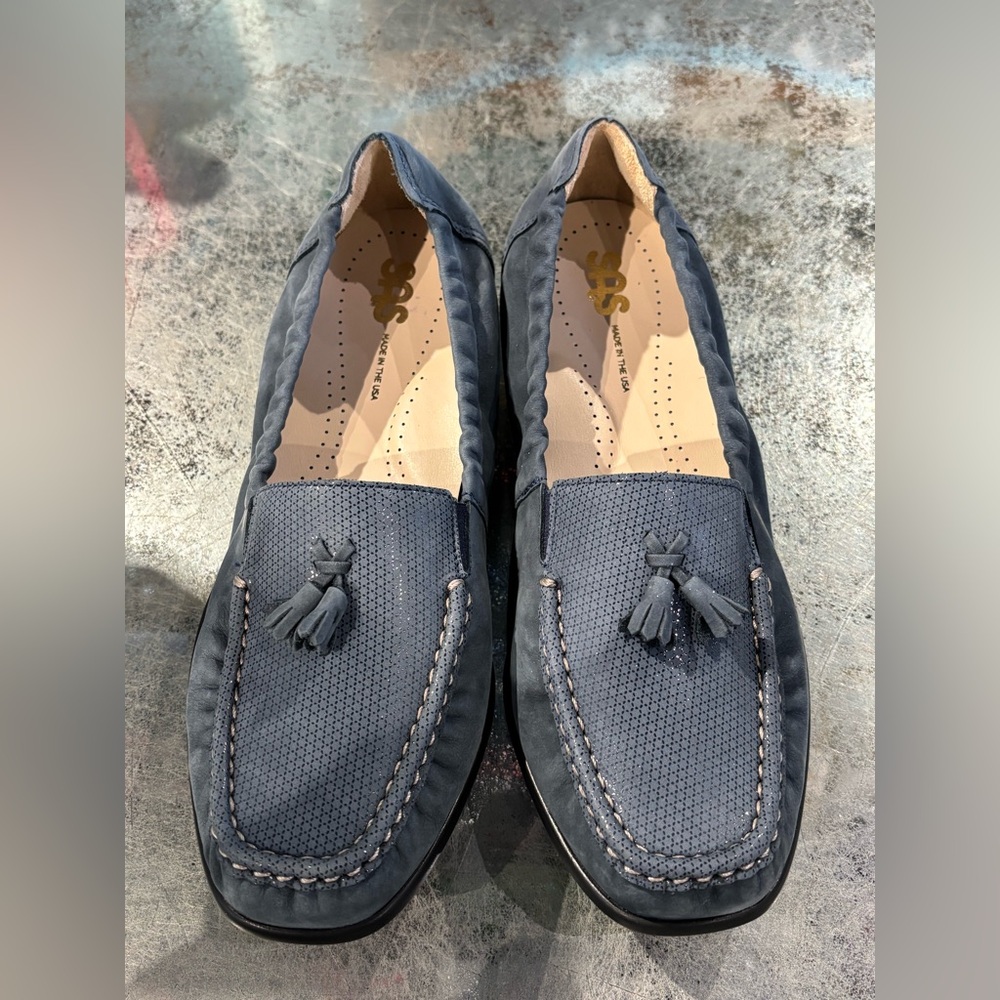 SAS Navy Suede Tassel Loafers